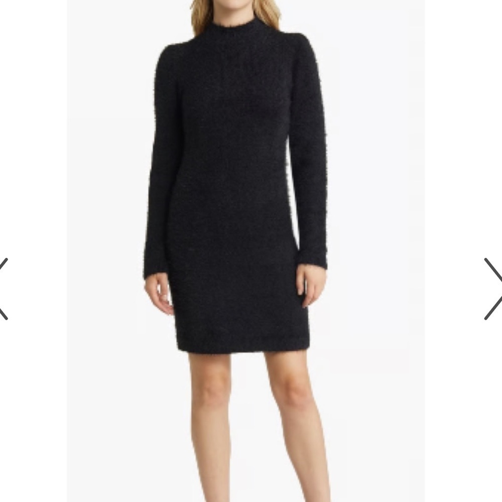 Halogen Elegant Black Long Sleeve (eyelash) Knit Dress, size 1X